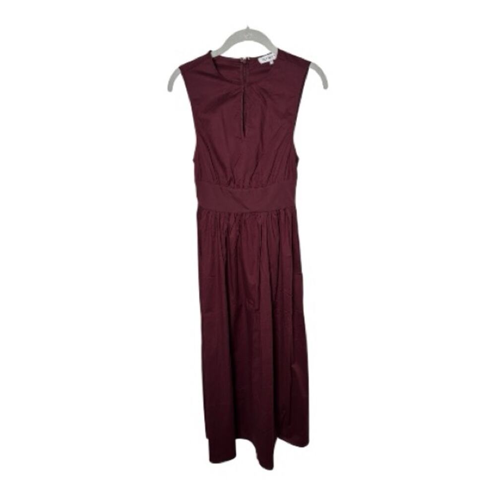 We Wore What Maroon Sleeveless Keyhole Midi Dress Cotton Spandex XS